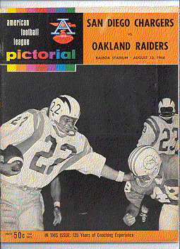 SAN DIEGO CHARGERS vs DENVER BRONCOS AFL 1966 Official Program Pictorial -  FN/VF