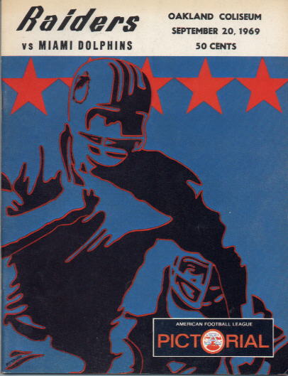 August 16 1969 AFL Pre Season Program Oakland Raiders at San Diego Chargers  EX+